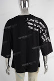 Black oversize patchwork digital print t shirt