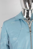 Blue leather patchwork jacket