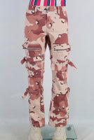 Camouflage cargo patchwork embroidered jeans