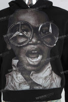 Black oversize digital print hoodie