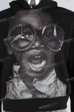 Black oversize digital print hoodie