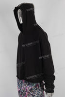 Heavyweight patchwork raw hem hoodie