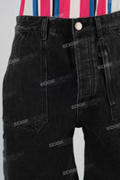 Black baggy zip up denim shorts