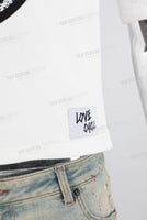 White screen print patchwork t shirt