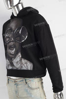 Black oversize digital print hoodie