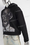 Black oversize digital print hoodie