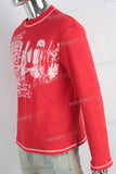 Red screen print slim fit shirt
