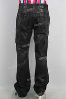 Black wax damaged cargo jeans