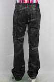 Black wax damaged cargo jeans