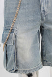 Acid washed cargo embossed shorts