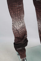 Digital print stack zip up jeans women