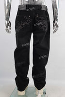Black acid washed baggy jeans