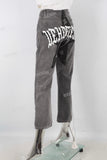 Brown digital print straight jeans women