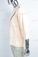 Yellow heavyweight digital print raw hem t shirt