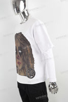 White heavyweight digital print t shirt