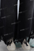 Black patchwork wide leg flare distress bottom jeans