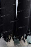 Black patchwork wide leg flare distress bottom jeans