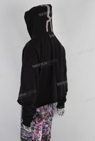 Heavyweight patchwork raw hem hoodie