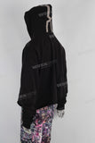 Heavyweight patchwork raw hem hoodie