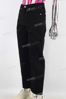 Black embroidered straight jeans