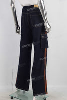 Blue cargo straight jeans women