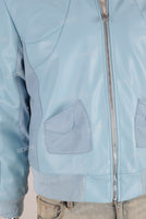 Blue leather patchwork jacket