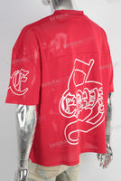 Red oversize digital print t shirt