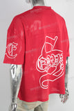 Red oversize digital print t shirt