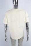 Cream Slim Fit Puff Print T shirt men
