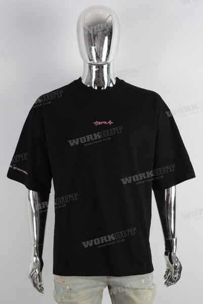 Black Oversize Pink Digital Print  T shirt Men