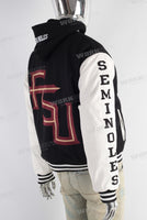 Black embroidered digital print jacket