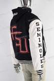 Black embroidered digital print jacket