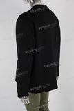Black raw hem digital print t shirt