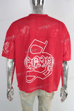 Red oversize digital print t shirt