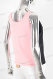 Black and pink patchwork embroidered sleeveless shirt