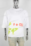 White oversize digital print t shirt