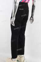 Black embroidered straight jeans