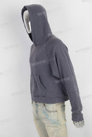 Dark blue Crop long sleeve pullover hoodie