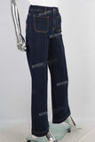 Blue cargo baggy jeans women