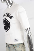 White screen print patchwork t shirt