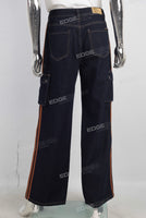 Blue cargo straight jeans women