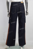 Blue cargo straight jeans women