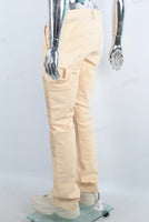 Yellow paint splatters cargo patchwork jeans