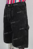 Black baggy zip up denim shorts