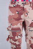 Camouflage cargo patchwork embroidered jeans