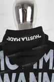 Black oversize digital print hoodie