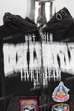 Black digital print patchwork jacket