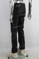 Black waxed patchwork cargo straight jeans