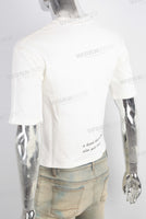 White screen print patchwork t shirt