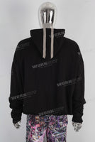 Heavyweight patchwork raw hem hoodie